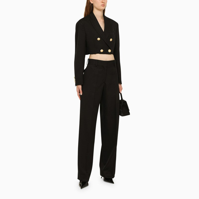 PALM ANGELS Black Wool Blend Trousers for Women