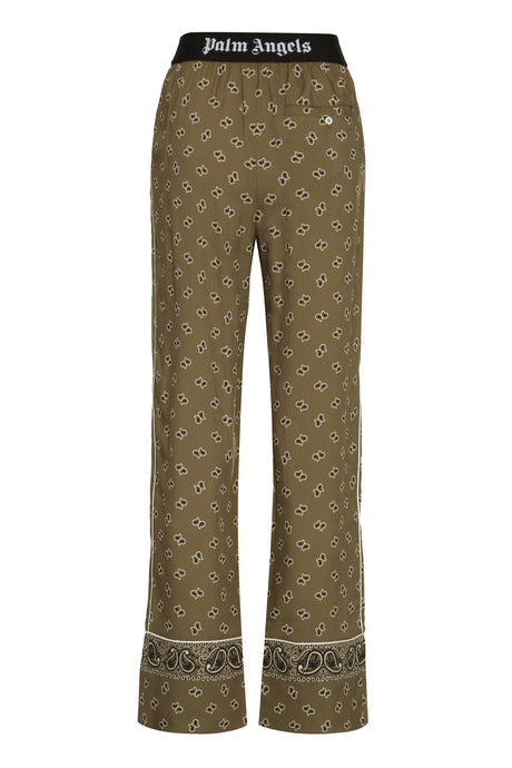 PALM ANGELS Paisley Motif Green Women's Trousers for SS24