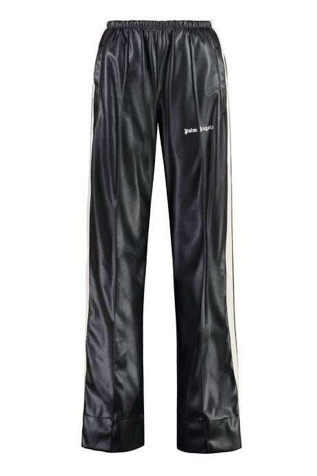 PALM ANGELS Leather Effect Wide Leg Track Pants for Women