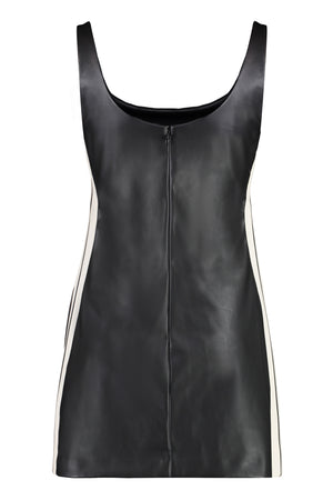 PALM ANGELS Vegan Leather Mini Dress with Contrasting Side Stripes