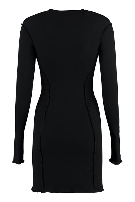 PALM ANGELS Black Ribbed Mini Dress for Women