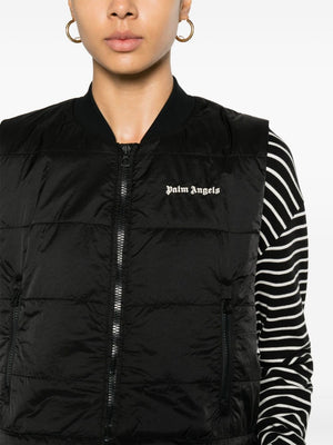 PALM ANGELS Quilted Baseball Collar Vest with Embroidered Logo