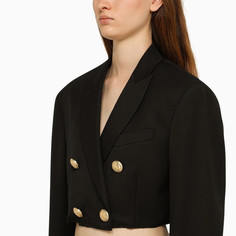 PALM ANGELS Black Wool Blend Short Blazer for Women