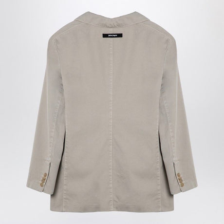 PALM ANGELS  BEIGE DOUBLE-BREASTED COTTON JACKET