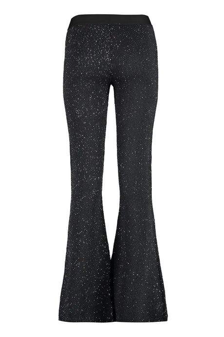 PALM ANGELS Black Sequin Embellished Knit Trousers for Women