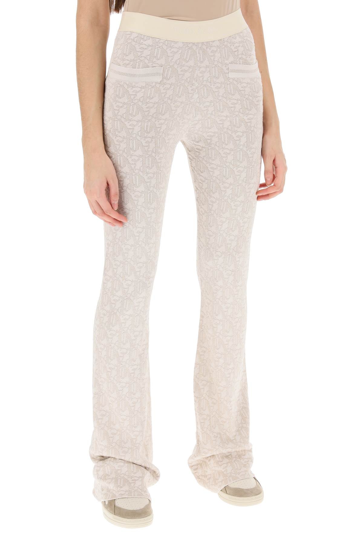 PALM ANGELS Flared Lurex Knit Pants with Paint Monogram Pattern for Women