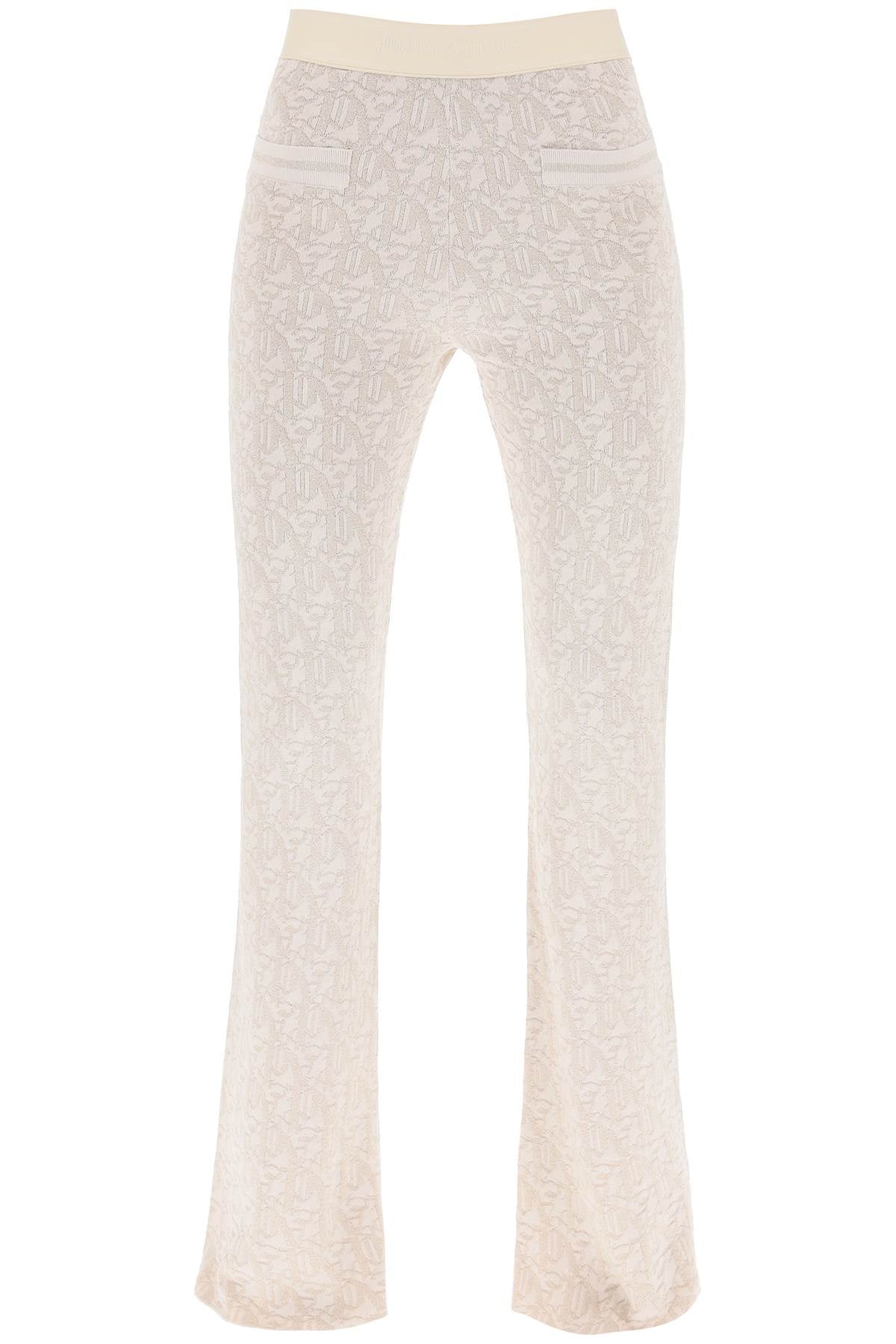 PALM ANGELS Flared Lurex Knit Pants with Paint Monogram Pattern for Women