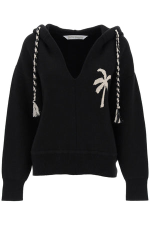 PALM ANGELS Women's Black Palm Motif Knit Sweatshirt for SS24