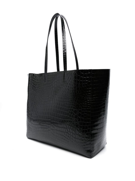 PALM ANGELS Black and Gold Calf Leather Tote Bag for Women - SS24 Collection