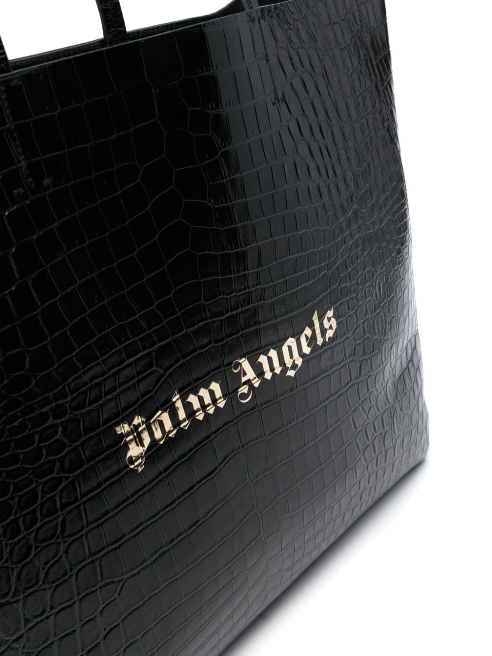 PALM ANGELS Black and Gold Calf Leather Tote Bag for Women - SS24 Collection