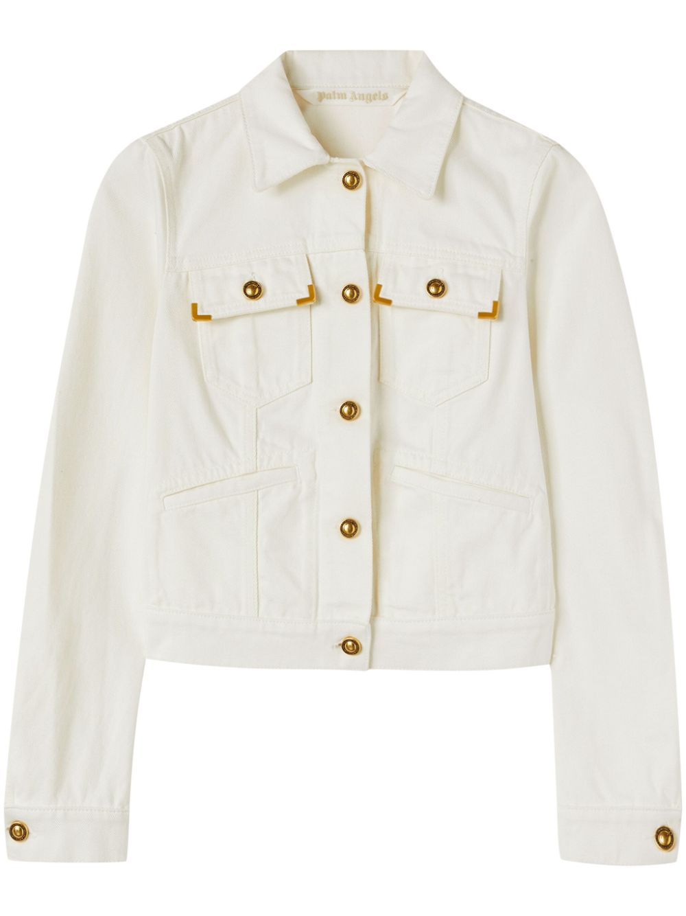 PALM ANGELS White Denim Jacket with Golden Buttons for Women - SS24 Collection