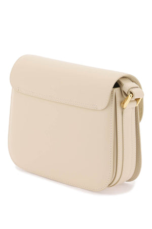 A.P.C. Grace Small Neutral Leather Crossbody Handbag with Gold Accents