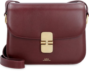 A.P.C. Grace Mini Red Leather Shoulder Bag with Gold-Tone Accents and Adjustable Strap
