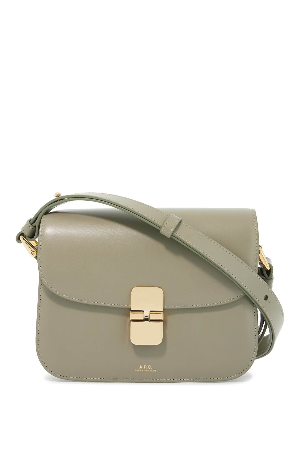 A.P.C. Grace Small Green Leather Shoulder Bag with Gold-Tone Accents