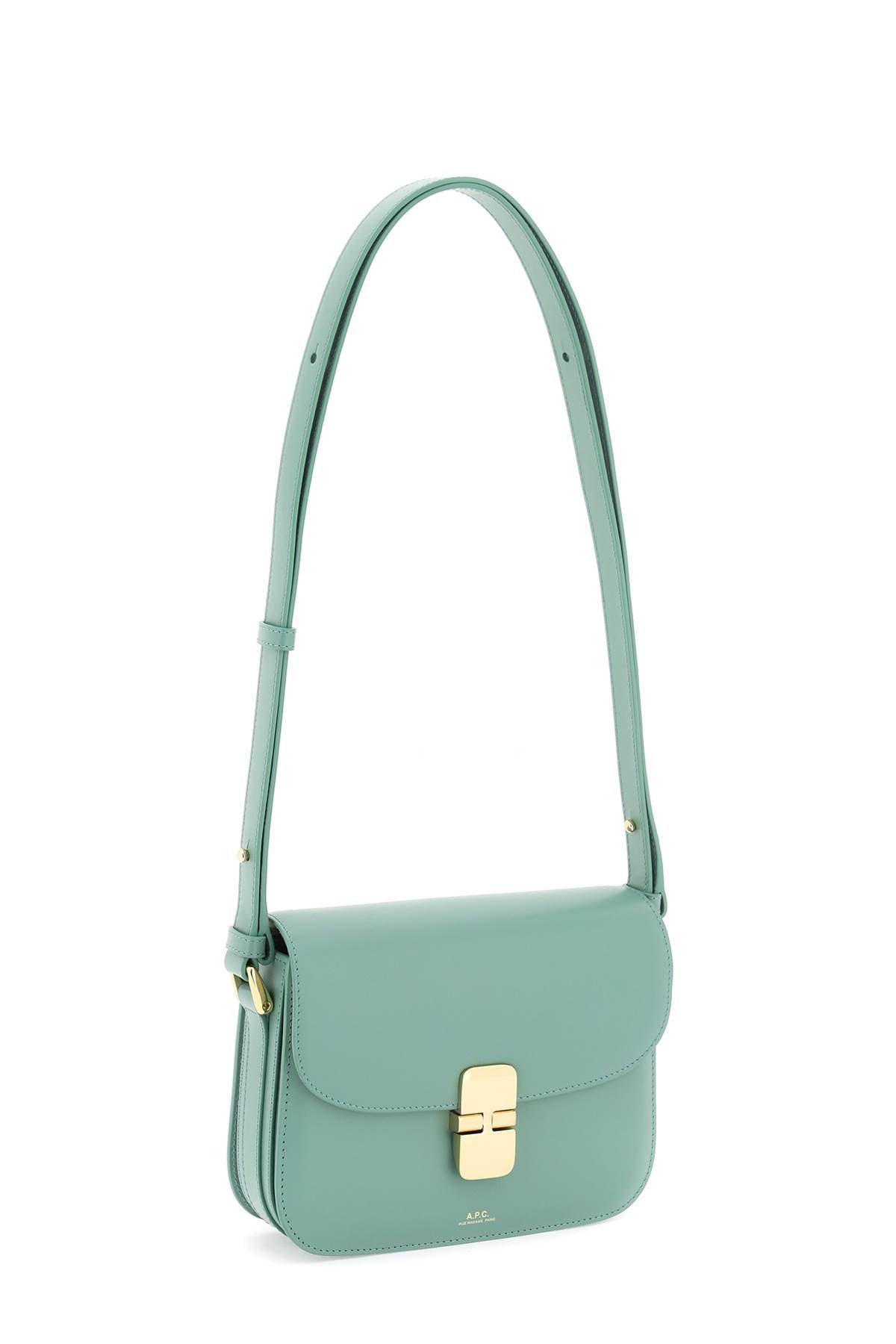 A.P.C. Grace Small Green Leather Crossbody Bag with Gold-Tone Accents and Adjustable Strap