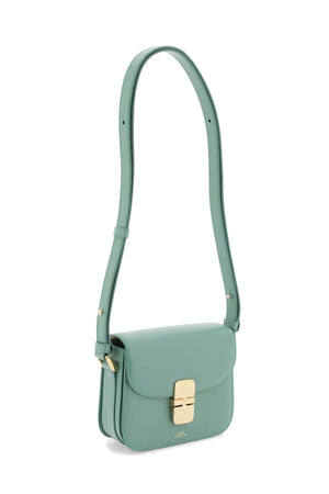 A.P.C. Grace Mini Green Leather Crossbody Handbag with Gold-Tone Accents