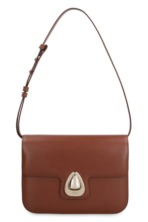 A.P.C. Smooth Calfskin Mini Handbag with Gold-Tone Hardware, Saddle Brown – 21.5 x 15 x 7 cm