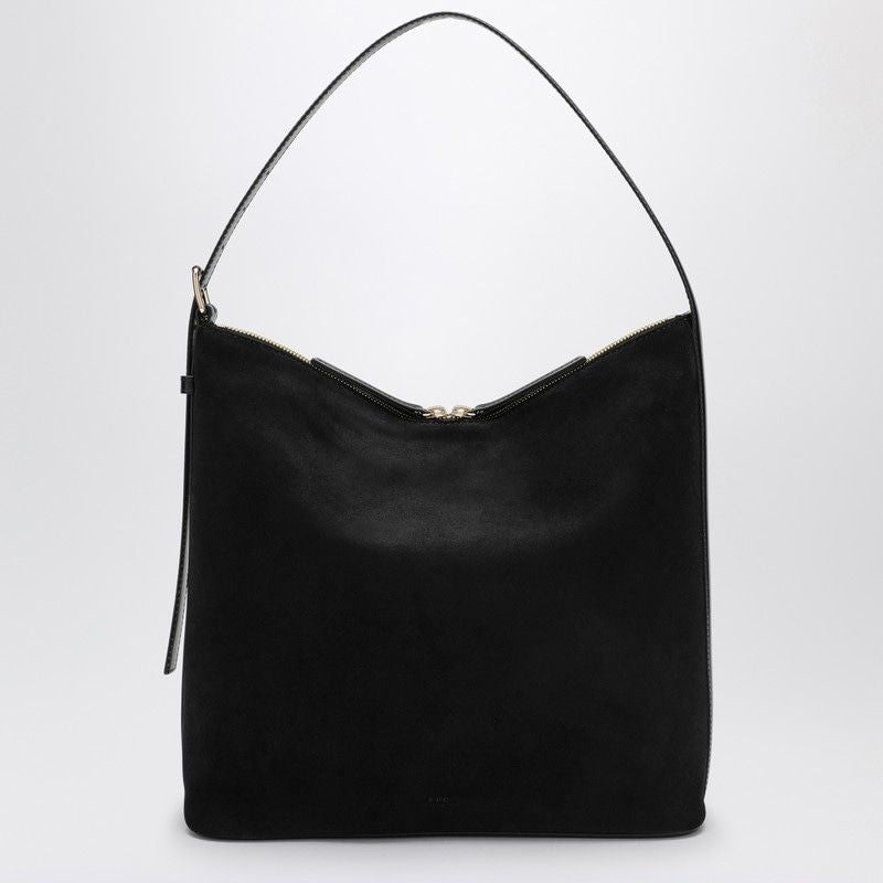 A.P.C. Medium Black Suede Shoulder Handbag