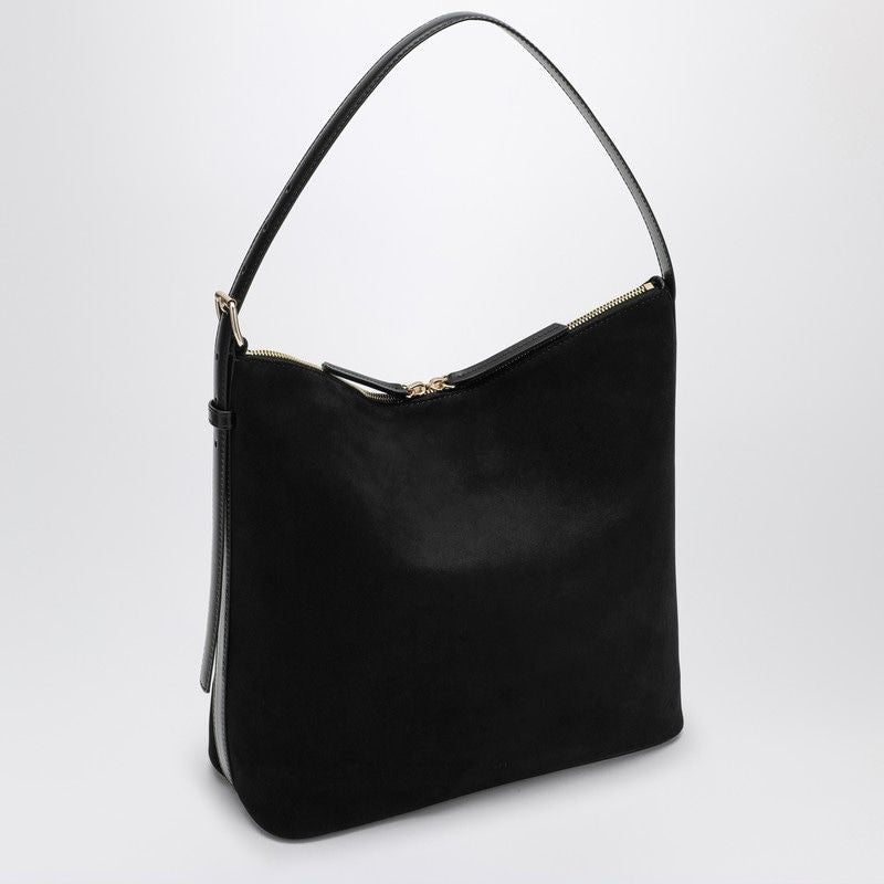 A.P.C. Medium Black Suede Shoulder Handbag