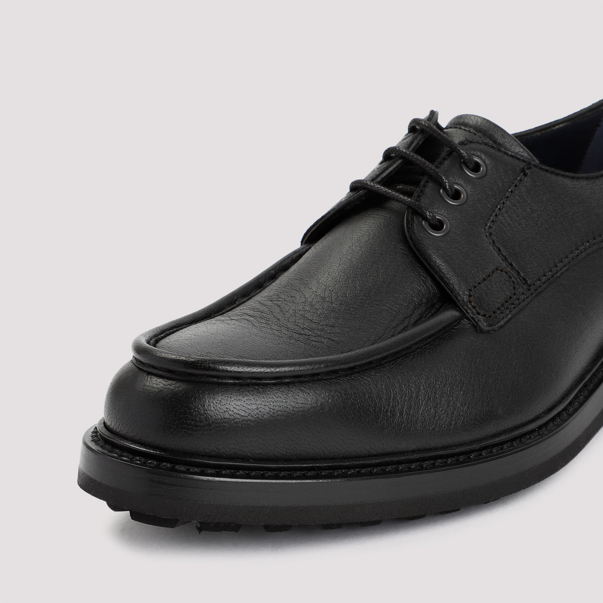 BRIONI Men's 100% Grained Leather Black Derby Shoes