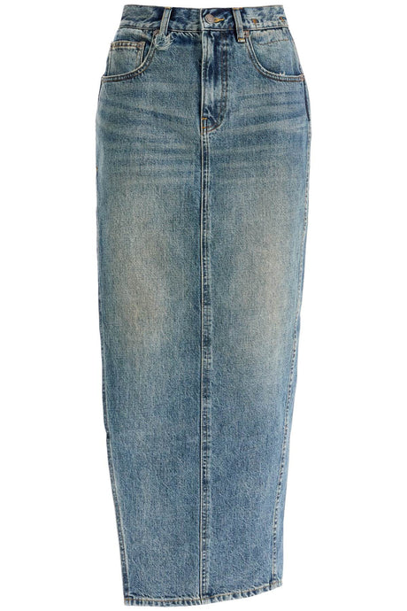 R13 Vintage-Inspired Denim Pencil Skirt with Side Slit (Size 26)