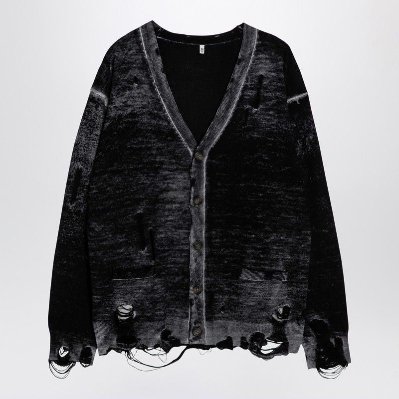 R13 Women’s Distressed Merino Wool Cardigan with V-Neck