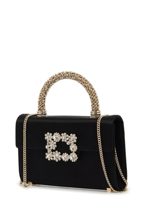 ROGER VIVIER Elegant Mini Satin Handbag with Crystal Buckle