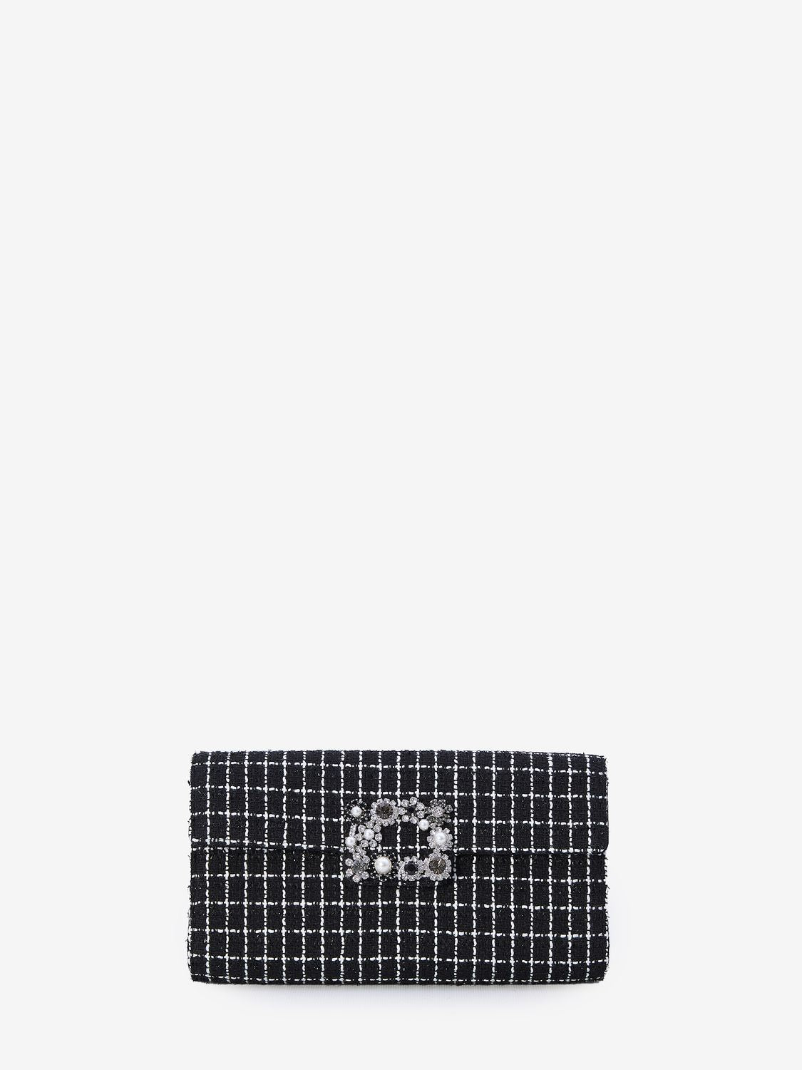 ROGER VIVIER Blossom Mini Tweed Clutch with Crystal Buckle 24x13x3.5cm