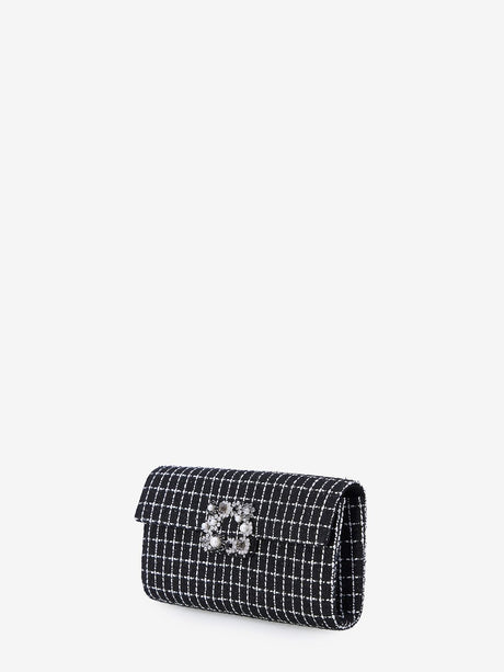 ROGER VIVIER Blossom Mini Tweed Clutch with Crystal Buckle 24x13x3.5cm