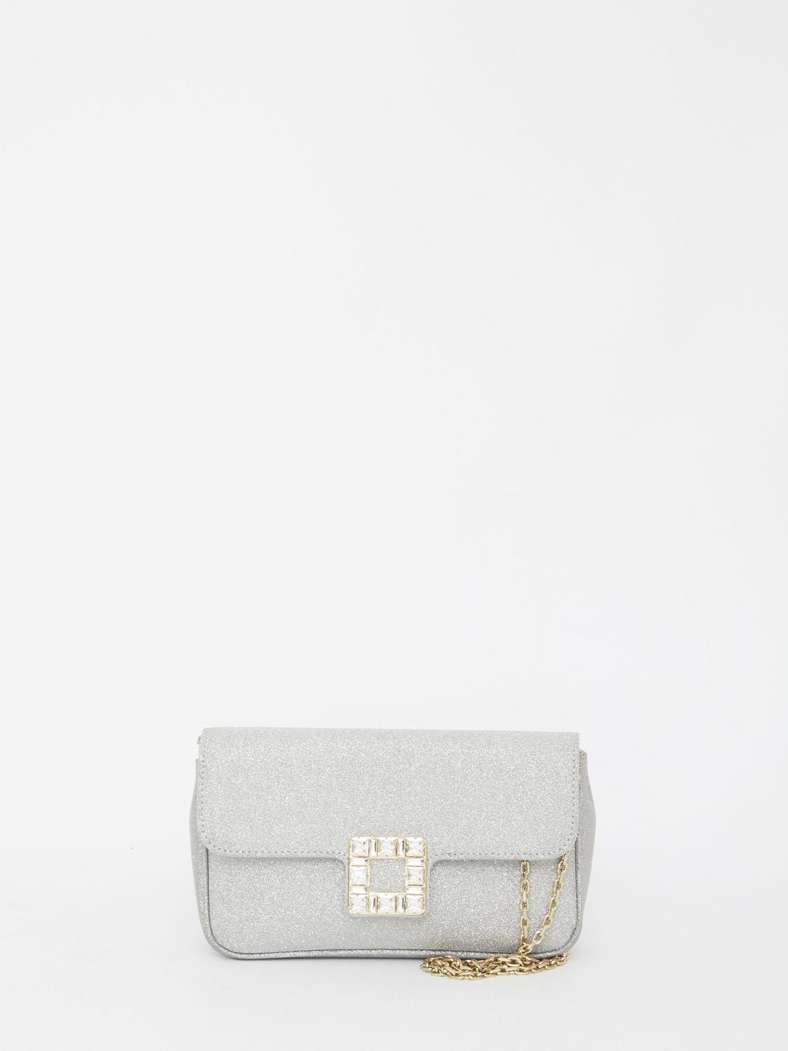 ROGER VIVIER Mini Glitter Clutch with Strass Buckle - FW24