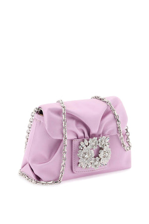ROGER VIVIER Pink Silk-Blend Mini Handbag with Crystal Bouquet Buckle, FW23