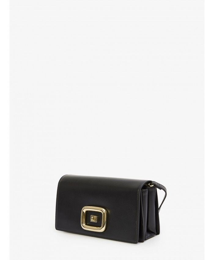ROGER VIVIER Black Leather Square Buckle Handbag for Women - FW23 Collection