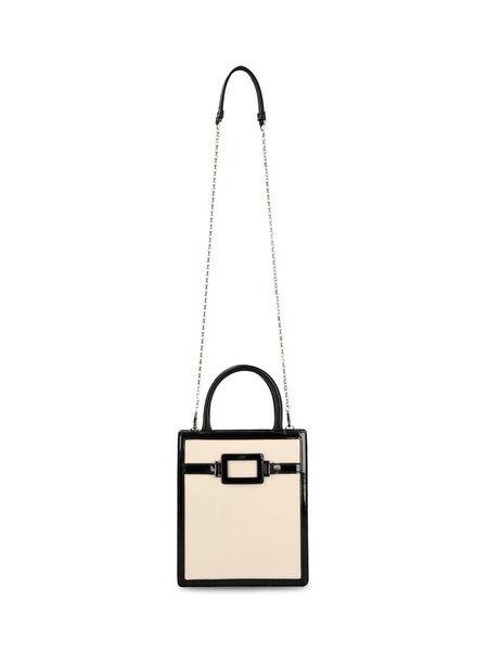 ROGER VIVIER Two-Tone Mini Tote with Patent Leather Trim and Convertible Shoulder Strap