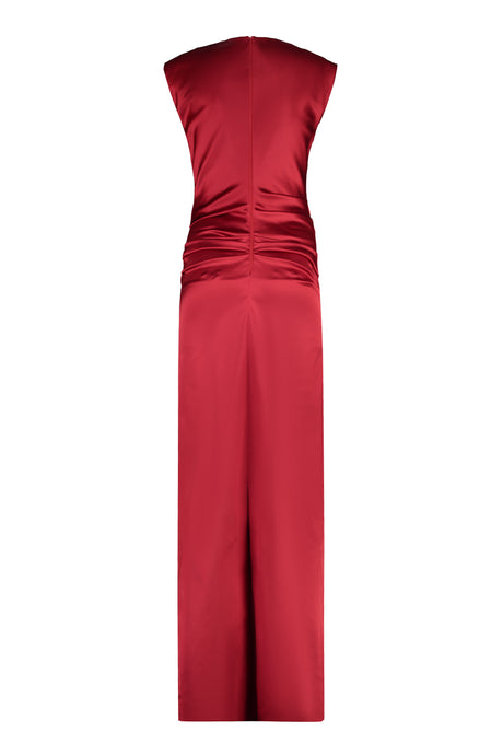 MAX MARA Satin Draped Dress with Back Slit