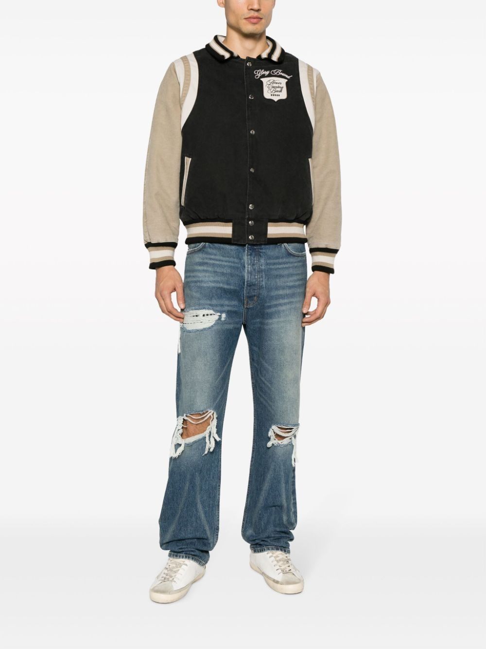 RHUDE Indigo Blue Distressed Straight-Leg Jeans for Men