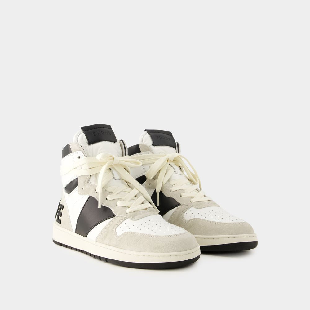 RHUDE Men's White Leather Sneakers for SS24