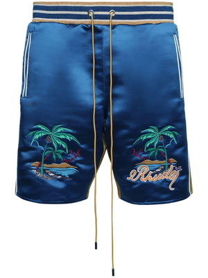 RHUDE Navy Blue Palm Eagles Bermuda Shorts for Men