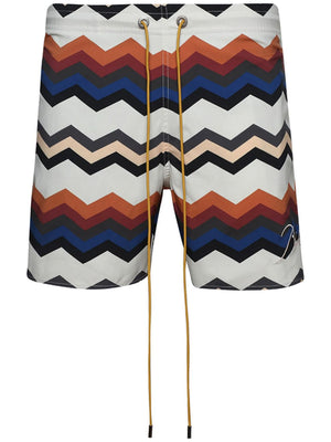 RHUDE Men's Zigzag Print Swim Shorts for SS24