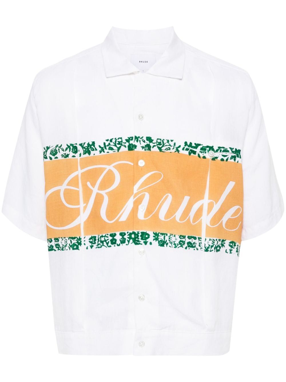RHUDE Men's White Linen Cuban Shirt for SS24 Season