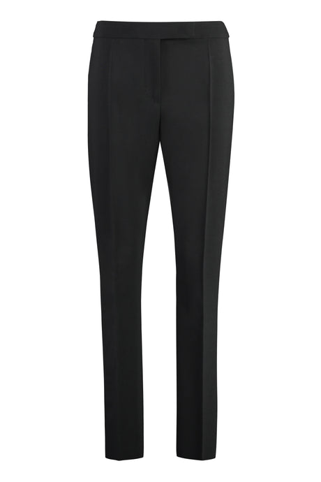 MAX MARA Black Wool Straight-Leg Trousers with Satin Details for Women