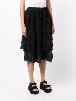 COMME DES GARÇONS Flared Mid-Length Black Lace Skirt