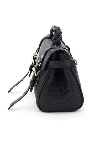 MULBERRY Mini Alexa Textured Leather Handbag with Braided Handle and Gold-Tone Accents - Black