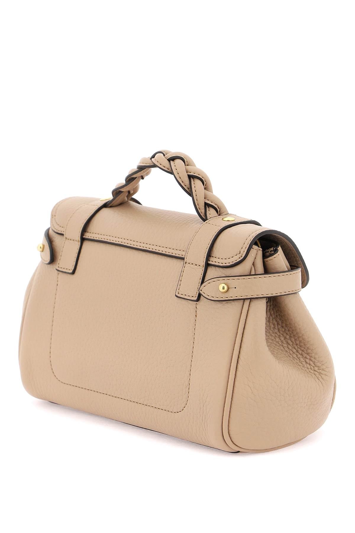 MULBERRY Chic Mini Tan Leather Handbag with Braided Handle and Gold-Tone Accents