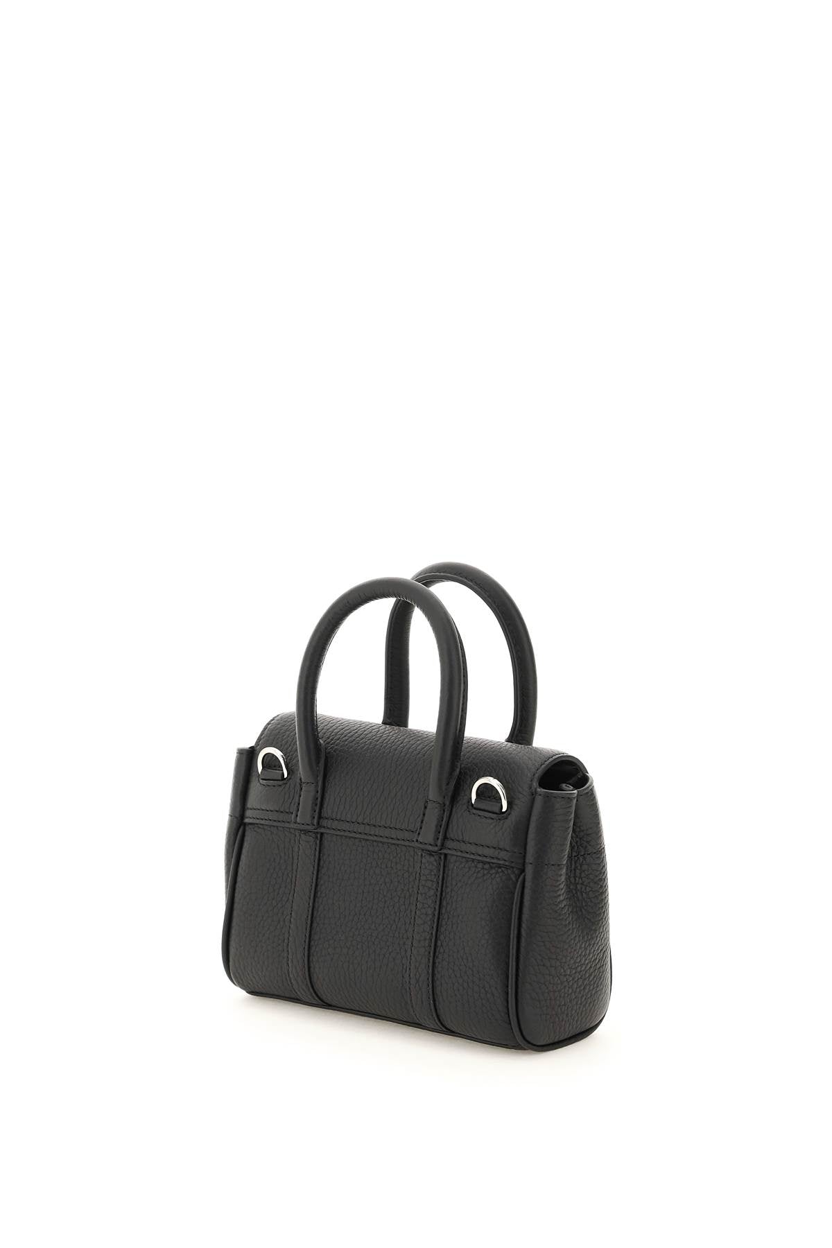 MULBERRY Mini Bayswater Black Leather Handbag with Postman’s Lock and Detachable Strap