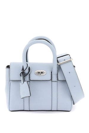 MULBERRY Mini Bayswater Iconic Light Blue Leather Handbag with Adjustable Strap and Postman's Lock