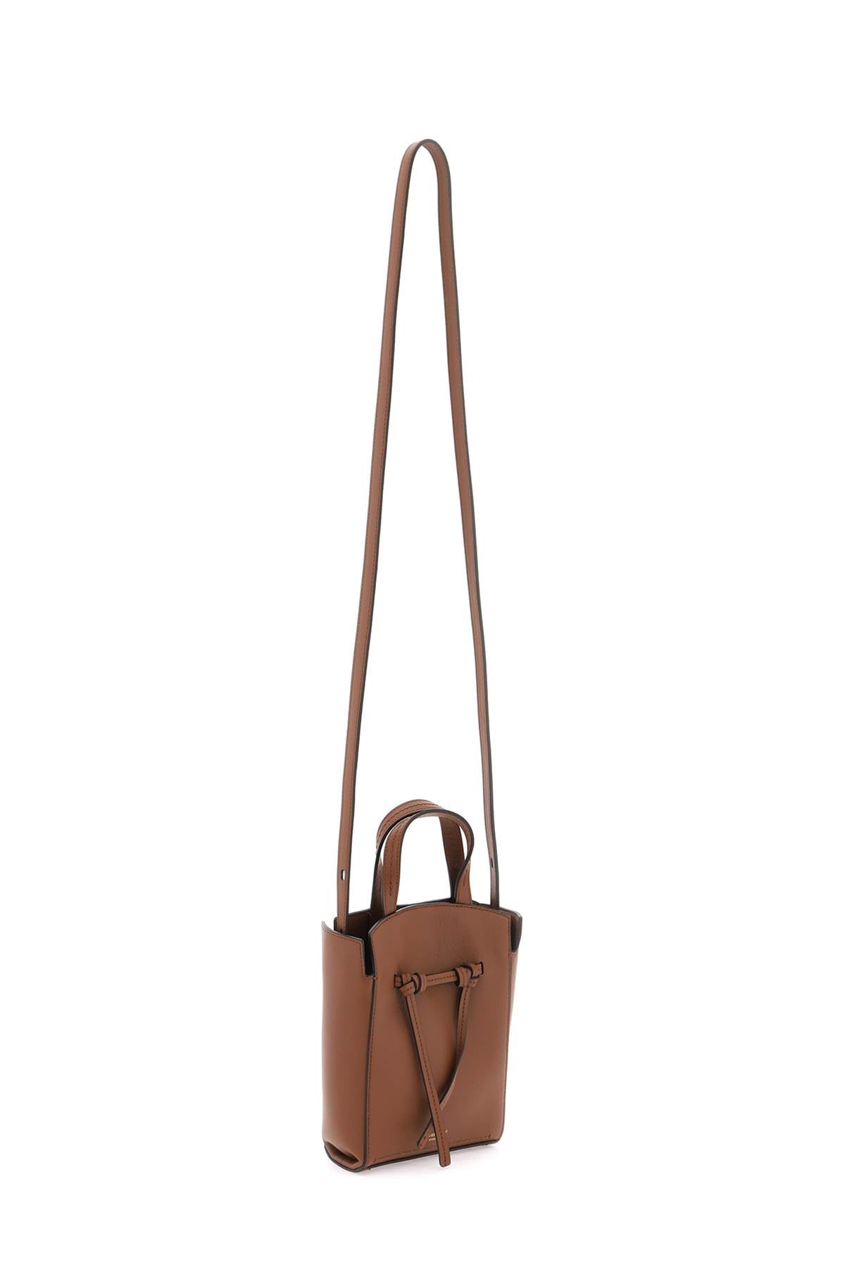 MULBERRY Mini Clovelly Tote - Brown Leather Shoulder Bag with Decorative Knots and Suede Interior