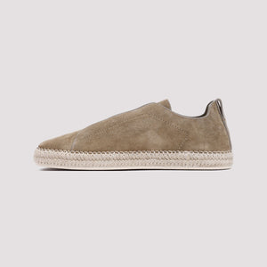 ZEGNA Brown Triple Stitch Espadrille Sneakers for Men - SS24 Collection