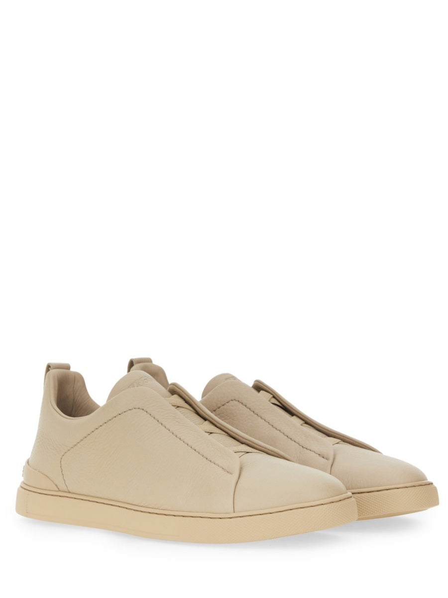 ZEGNA Triple Stitch Leather Sneakers for Men