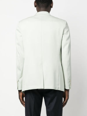 LANVIN Men's Single Breasted Wool Blazer in Green - SS24 Collection