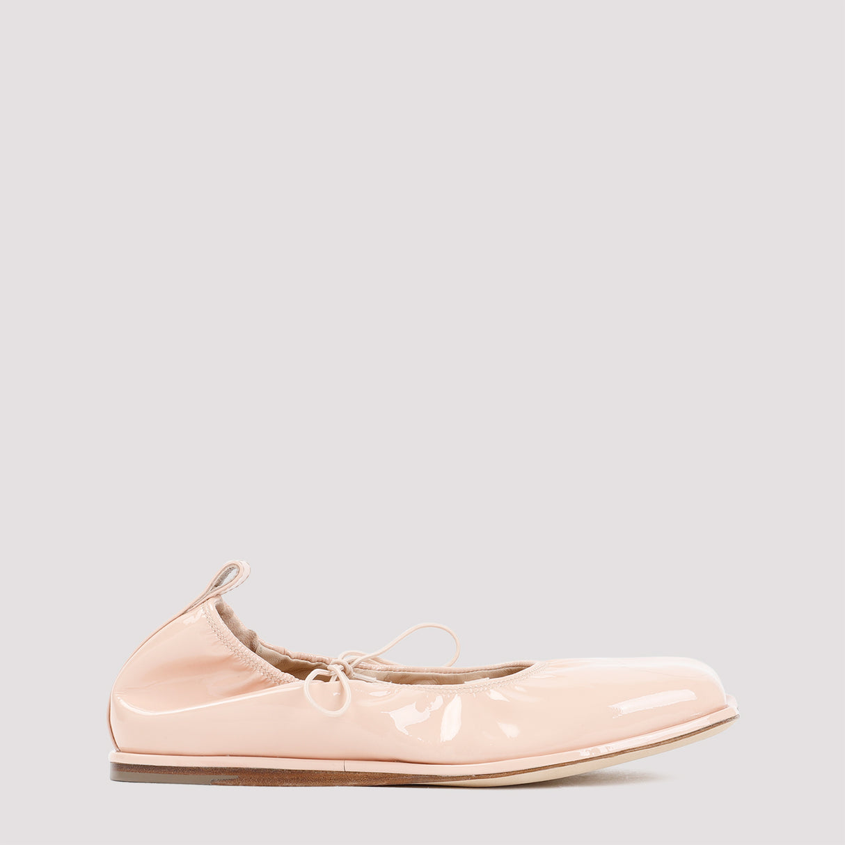 SIMONE ROCHA Nude Patent Leather Heart Toe Lace-Up Ballerina Flats for Women